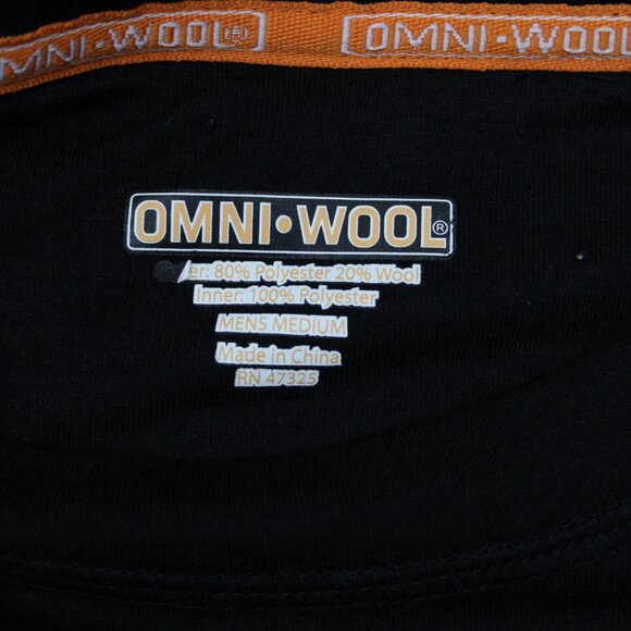 Omni-Wool Midweight Base Layer Shirt Mens Medium Black Lined L/S Pullover - Picture 8 of 13